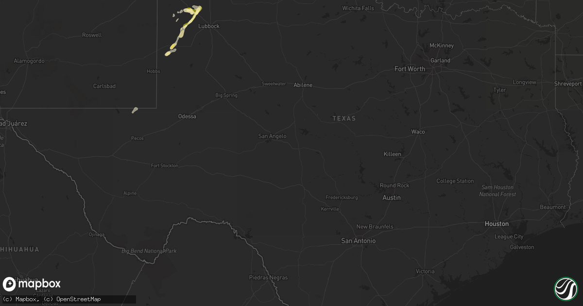 Hail map in Texas on May 3, 2015