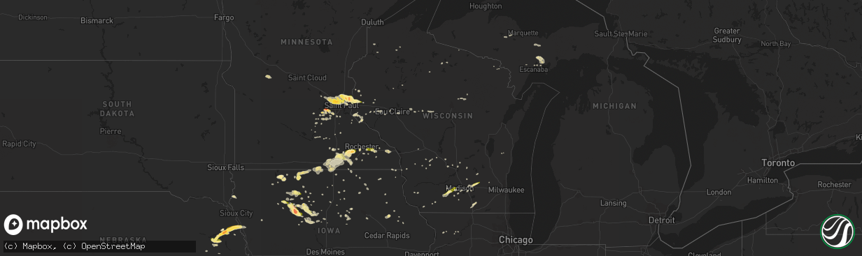 Hail map in Wisconsin on May 3, 2015