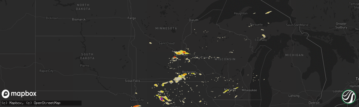 Hail map on May 3, 2015