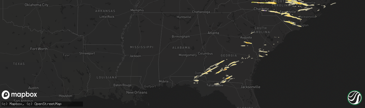 Hail map in Alabama on May 3, 2016