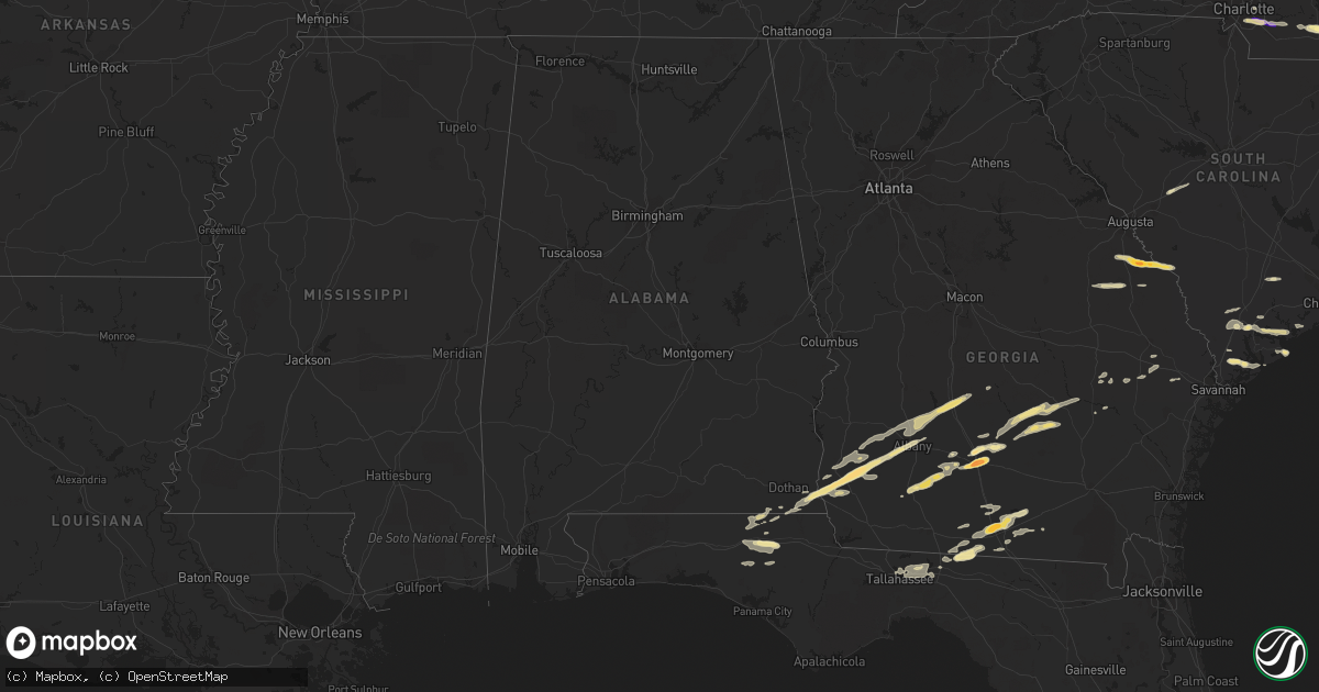 Hail map in Alabama on May 3, 2016
