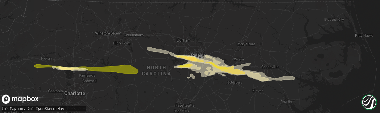 Hail map in Cary, NC on May 3, 2016