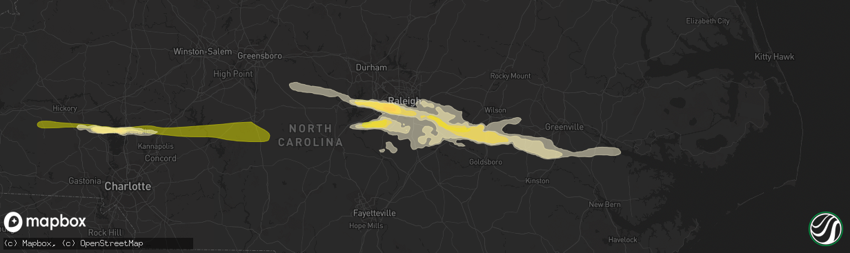 Hail map in Clayton, NC on May 3, 2016