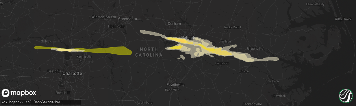 Hail map in Fuquay Varina, NC on May 3, 2016