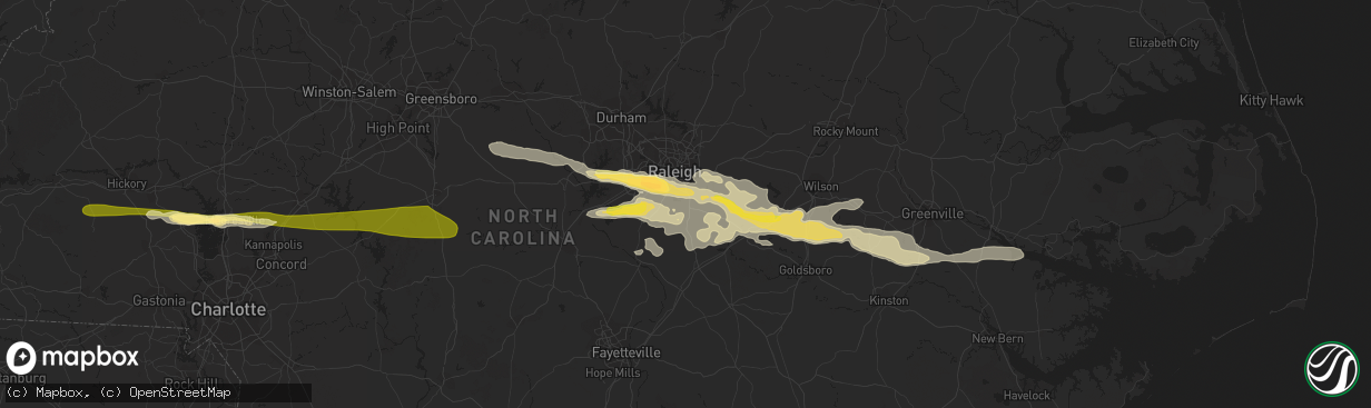 Hail map in Garner, NC on May 3, 2016