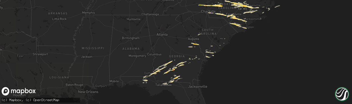 Hail map in Georgia on May 3, 2016