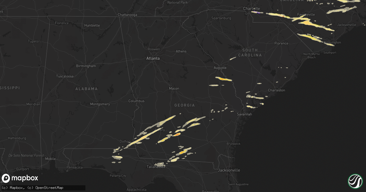 Hail map in Georgia on May 3, 2016