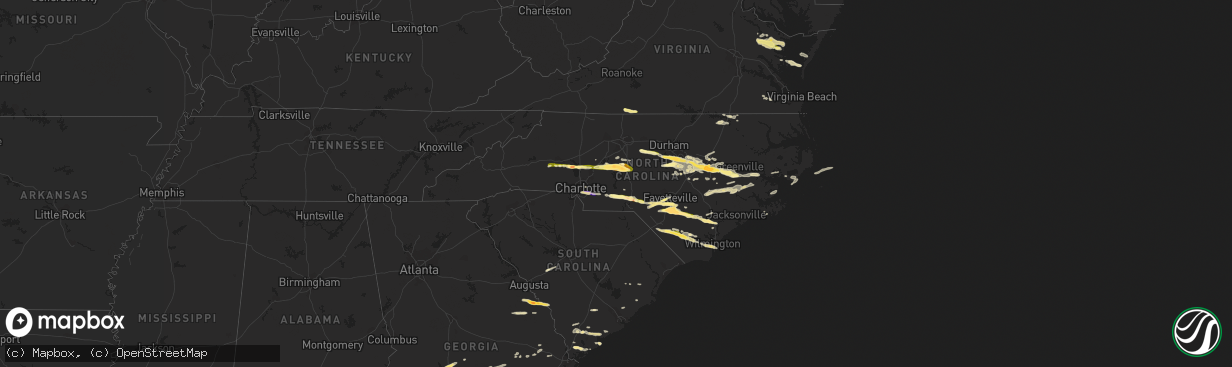 Hail map in North Carolina on May 3, 2016