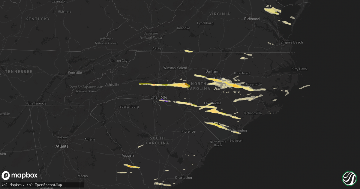 Hail map in North Carolina on May 3, 2016