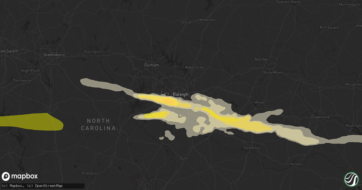 Hail map in Raleigh, NC on May 3, 2016