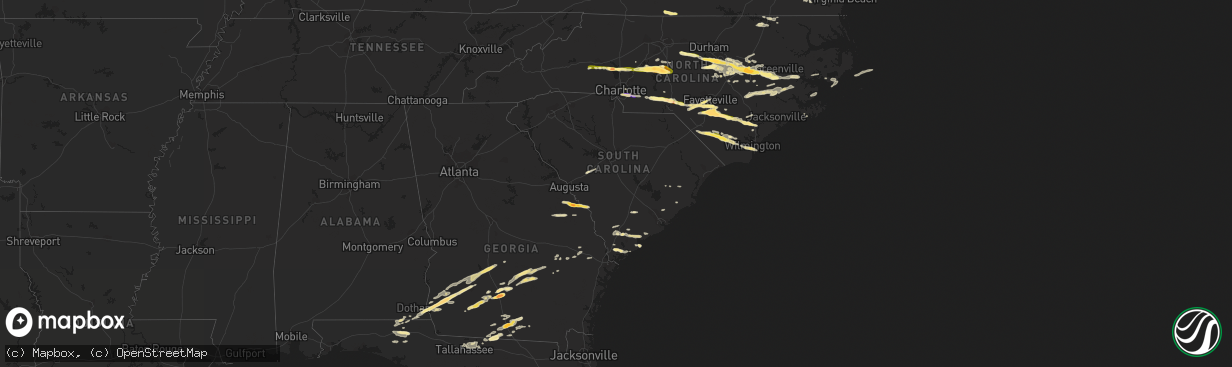 Hail map in South Carolina on May 3, 2016