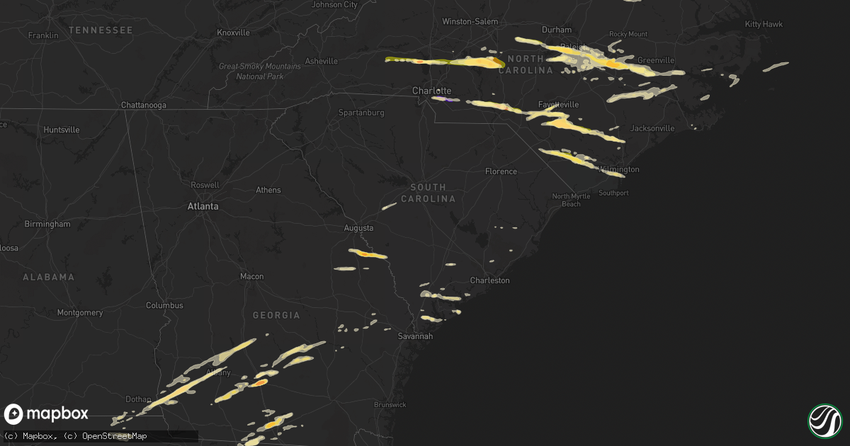 Hail map in South Carolina on May 3, 2016