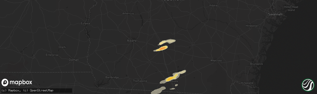 Hail map in Tifton, GA on May 3, 2016