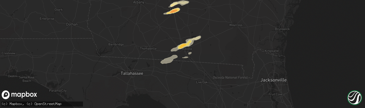 Hail map in Valdosta, GA on May 3, 2016