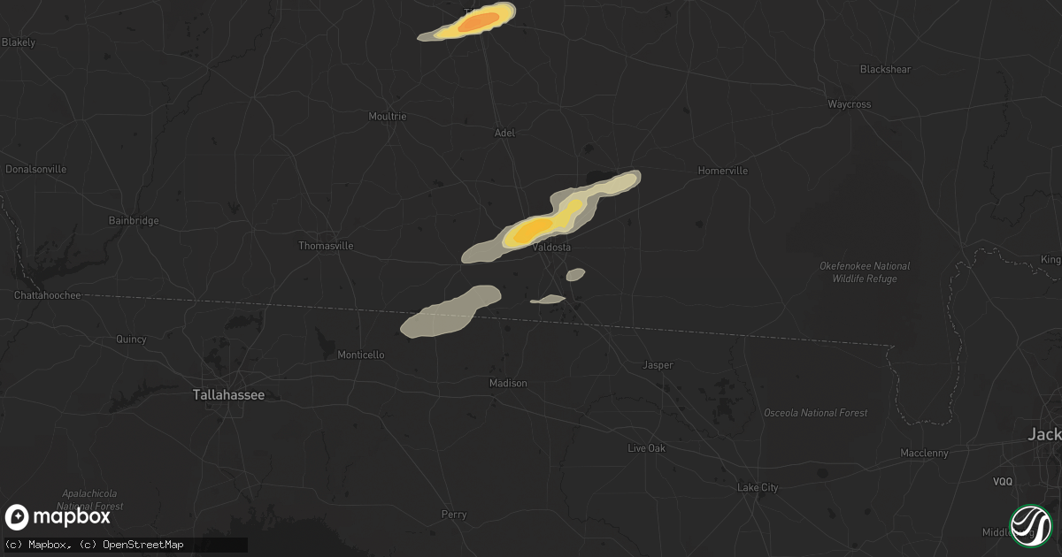 Hail map in Valdosta, GA on May 3, 2016
