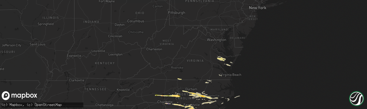 Hail map in Virginia on May 3, 2016