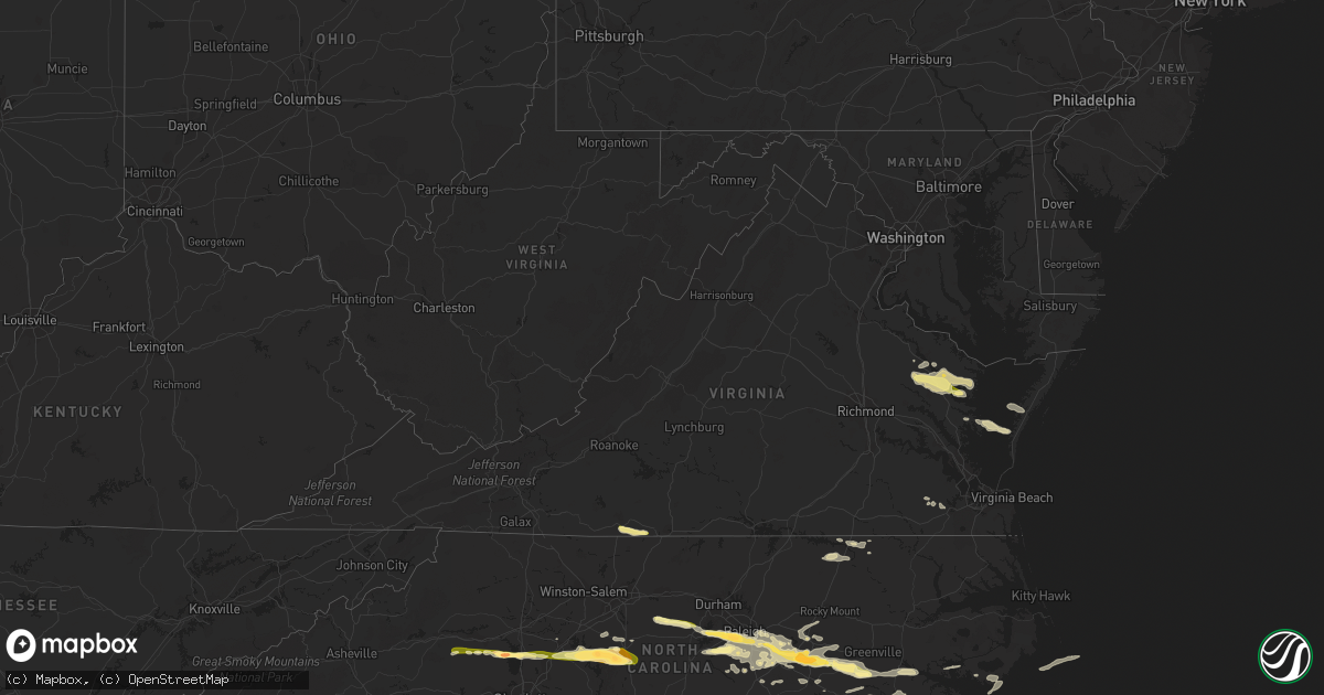 Hail map in Virginia on May 3, 2016