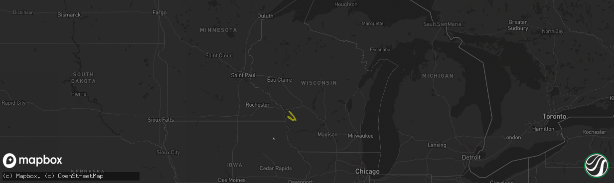 Hail map in Wisconsin on May 3, 2016