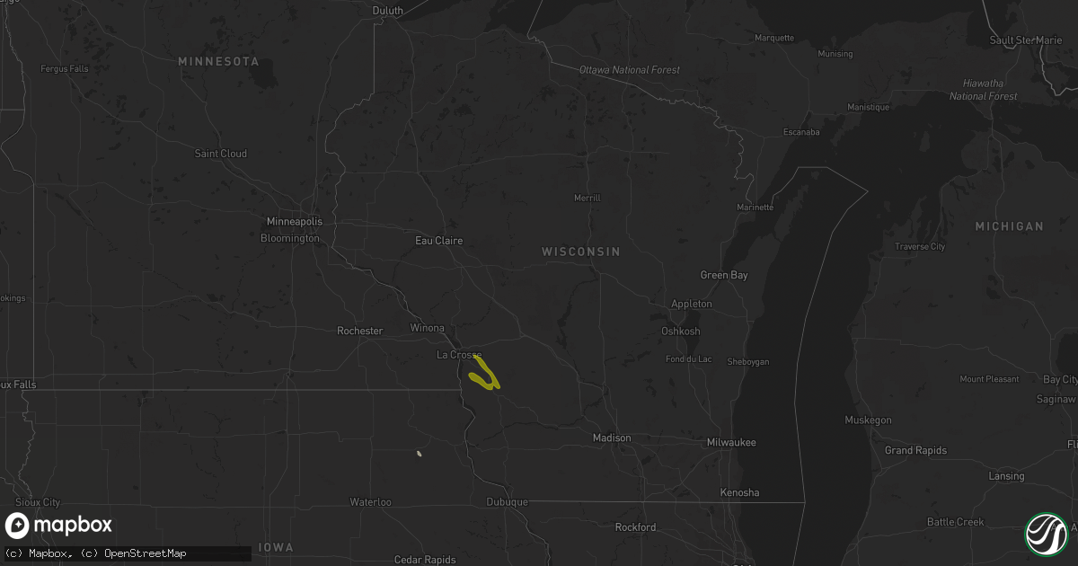 Hail map in Wisconsin on May 3, 2016