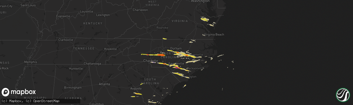 Hail map on May 3, 2016