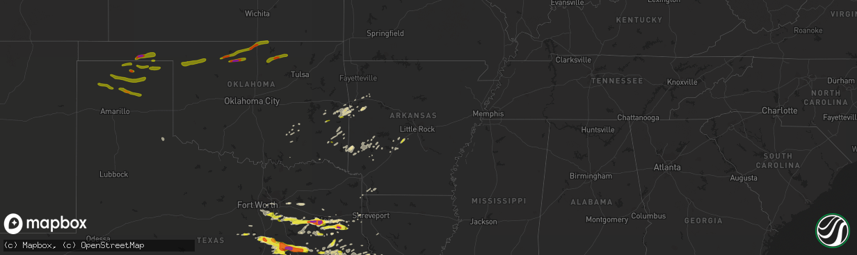 Hail map in Arkansas on May 3, 2017