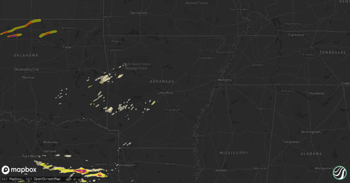 Hail map in Arkansas on May 3, 2017