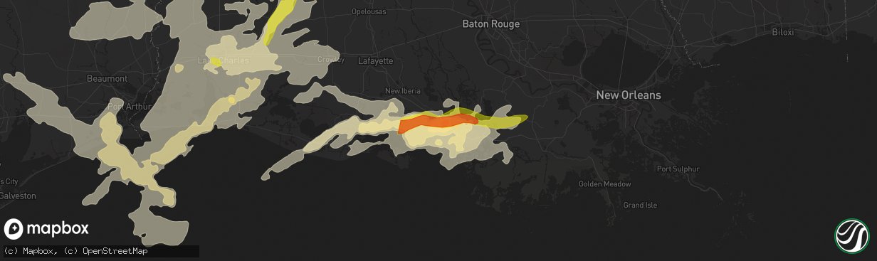 Hail map in Franklin, LA on May 3, 2017