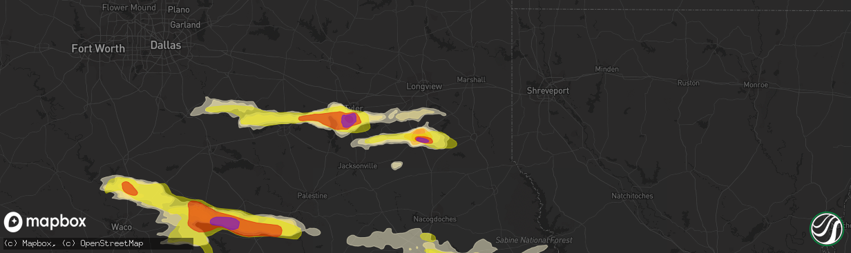 Hail map in Henderson, TX on May 3, 2017