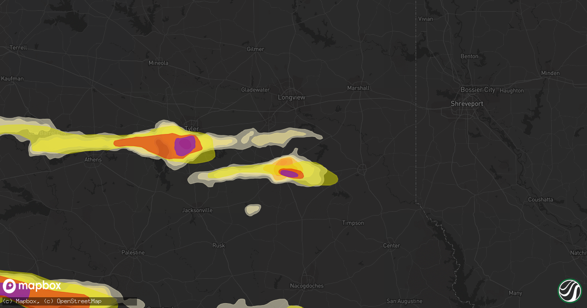 Hail map in Henderson, TX on May 3, 2017