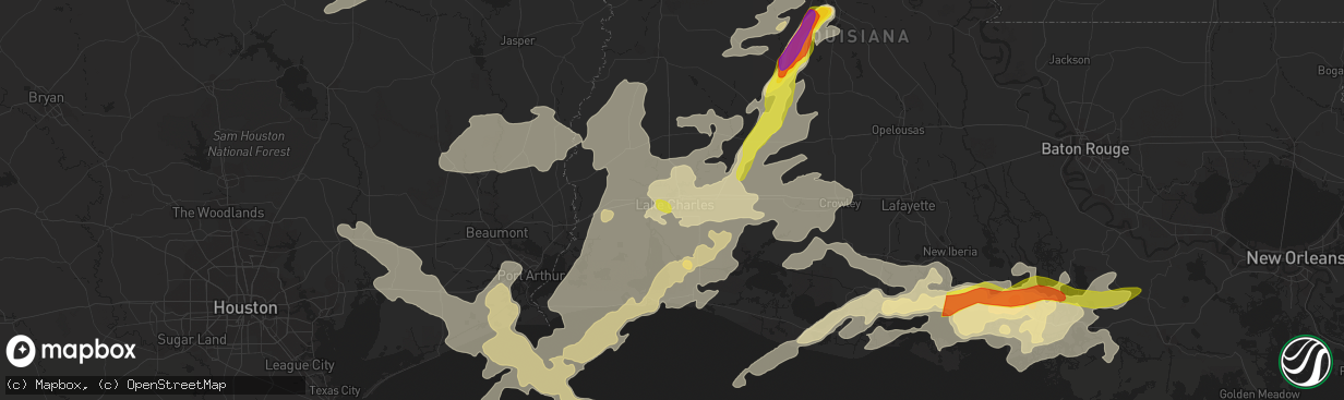 Hail map in Lake Charles, LA on May 3, 2017