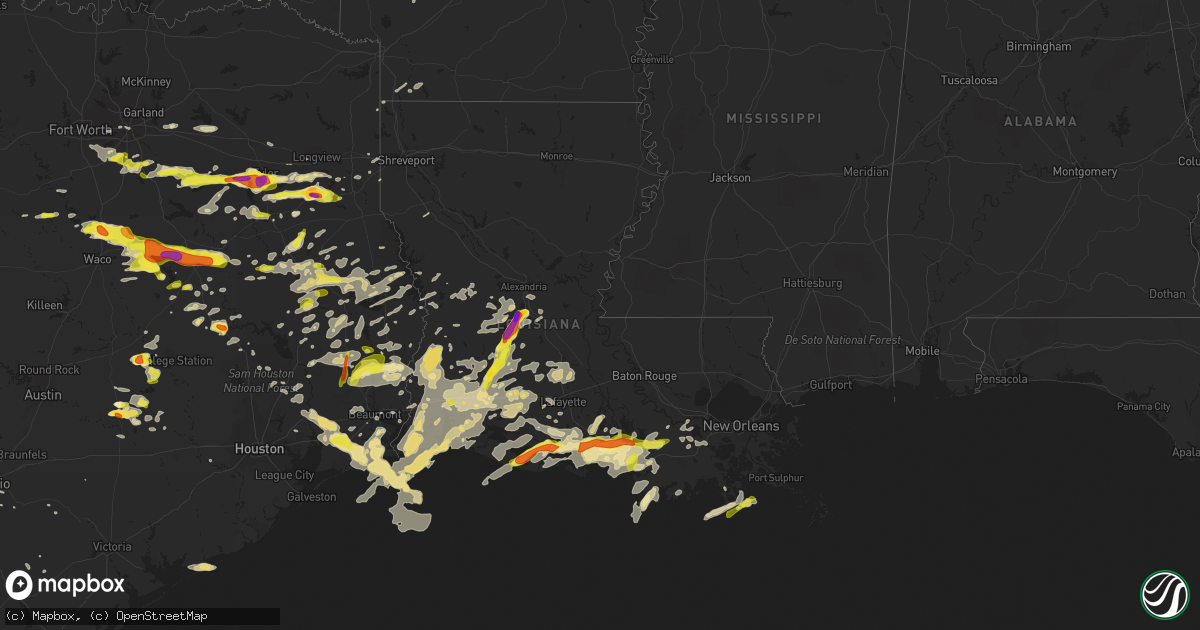 Hail map in Louisiana on May 3, 2017