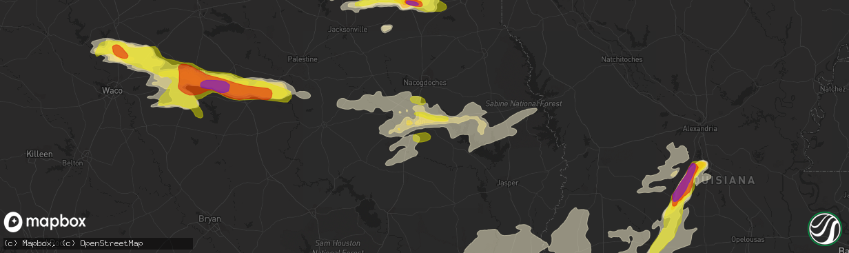 Hail map in Lufkin, TX on May 3, 2017