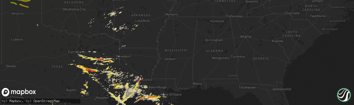 Hail map in Mississippi on May 3, 2017