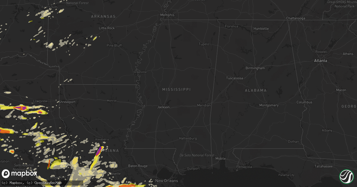 Hail map in Mississippi on May 3, 2017