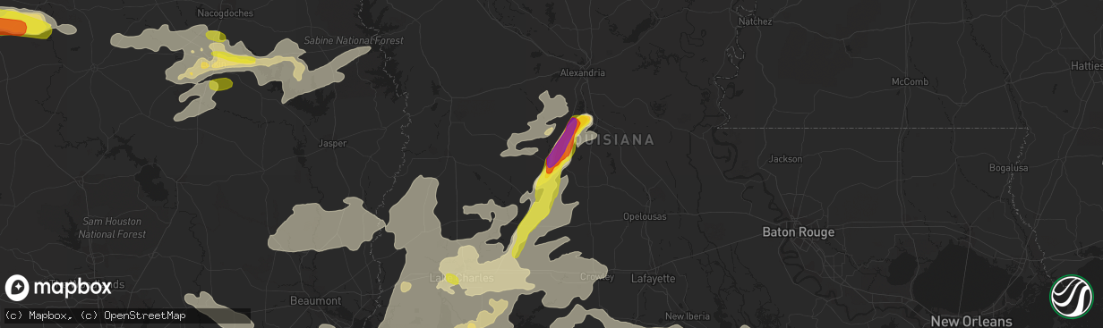 Hail map in Oakdale, LA on May 3, 2017