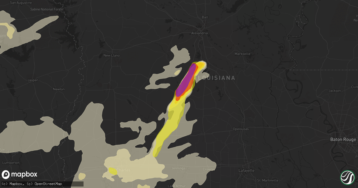 Hail map in Oakdale, LA on May 3, 2017