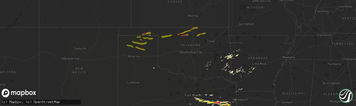 Hail map in Oklahoma on May 3, 2017