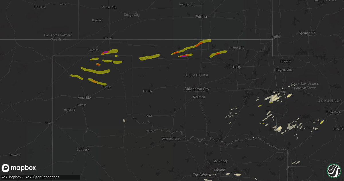 Hail map in Oklahoma on May 3, 2017