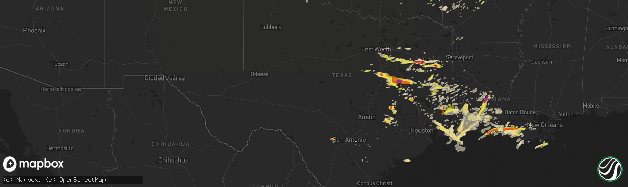 Hail map in Texas on May 3, 2017