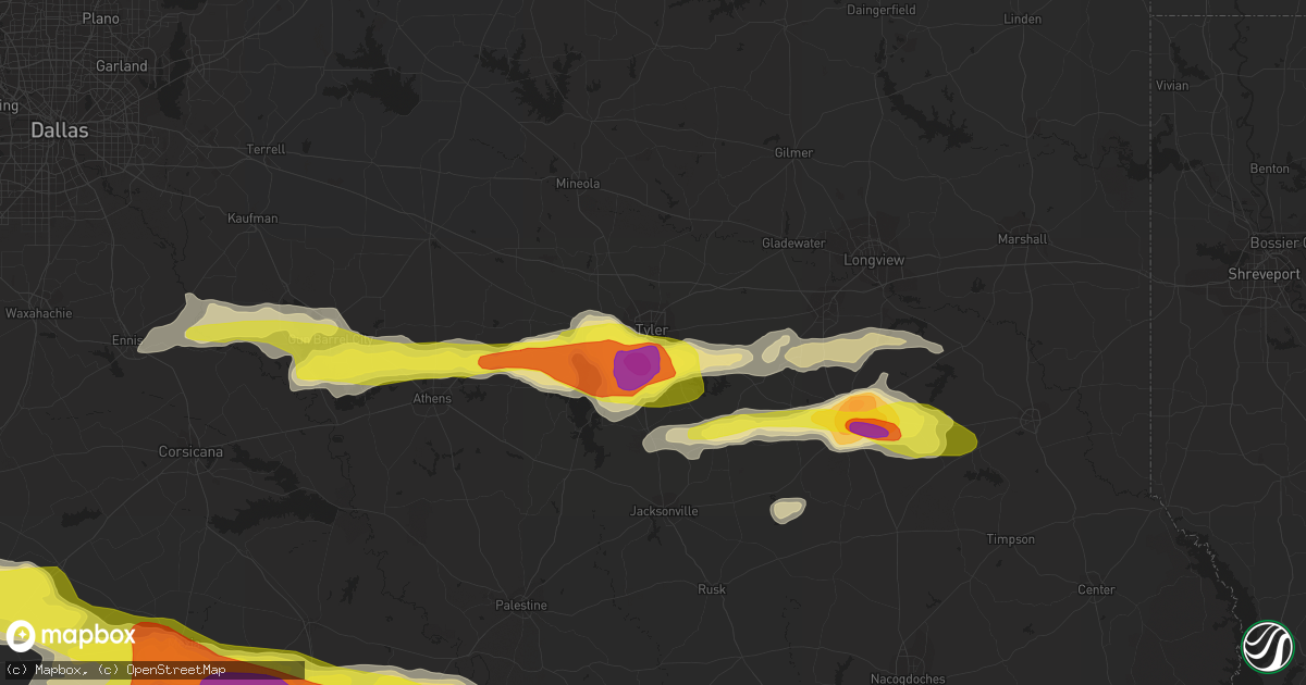 Hail map in Tyler, TX on May 3, 2017