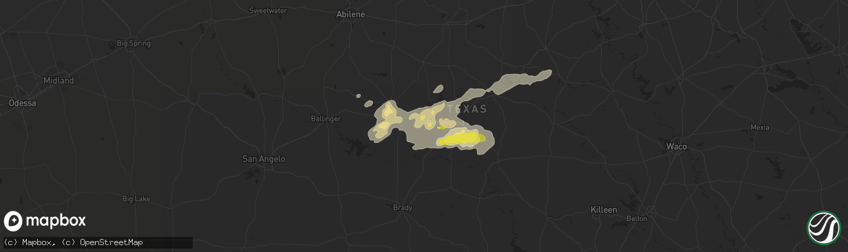 Hail map in Bangs, TX on May 3, 2018