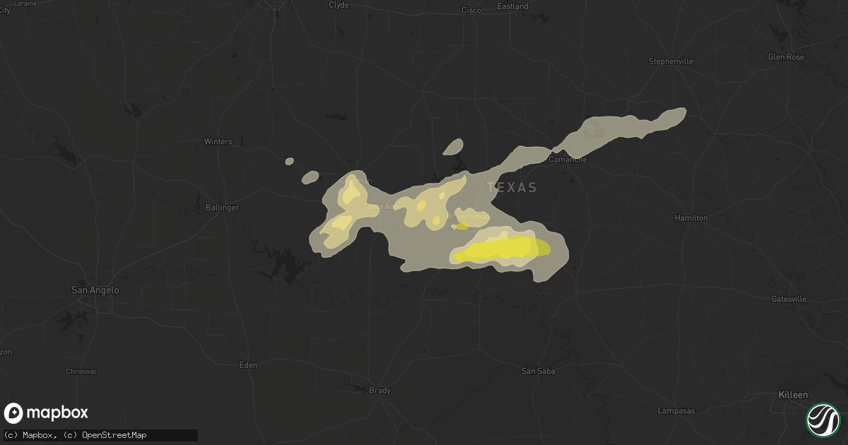 Hail map in Bangs, TX on May 3, 2018