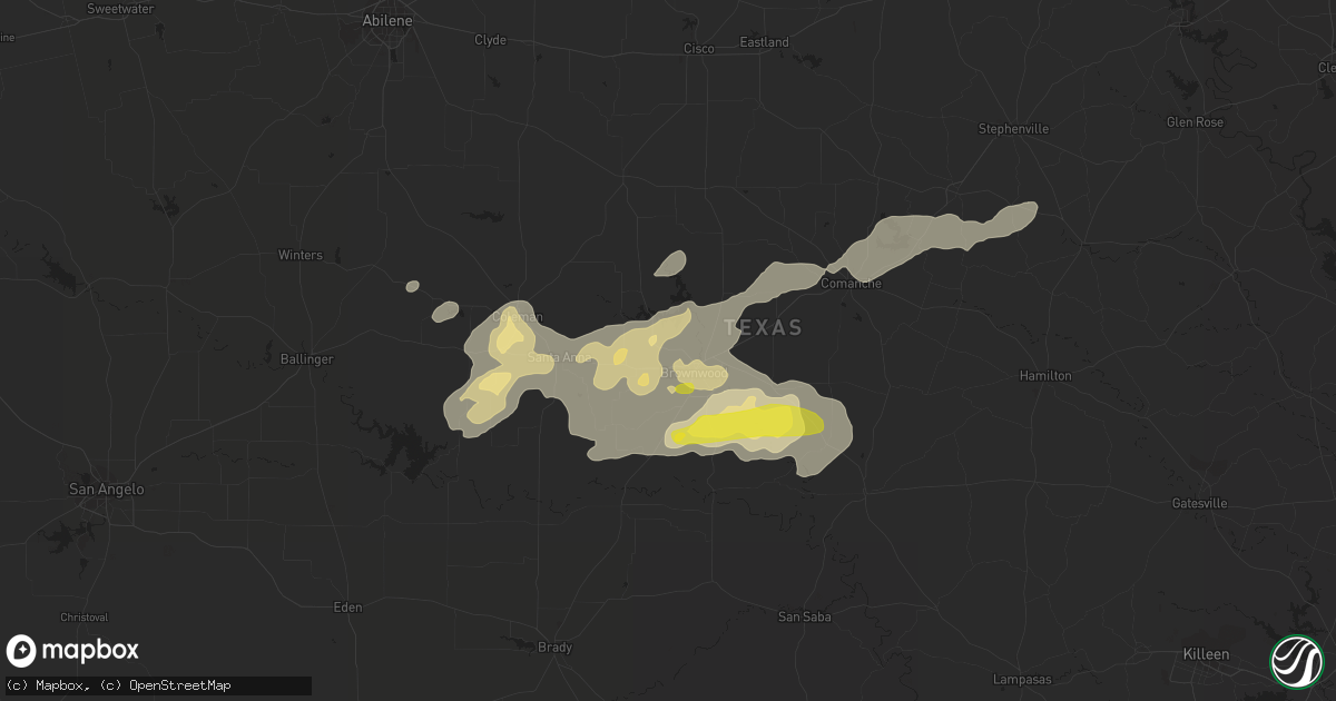 Hail map in Brownwood, TX on May 3, 2018