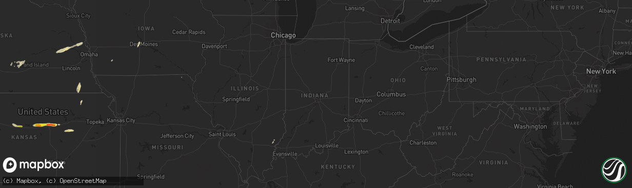 Hail map in Indiana on May 3, 2018