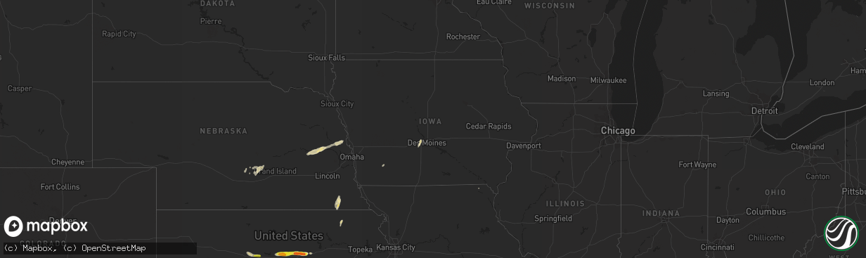 Hail map in Iowa on May 3, 2018