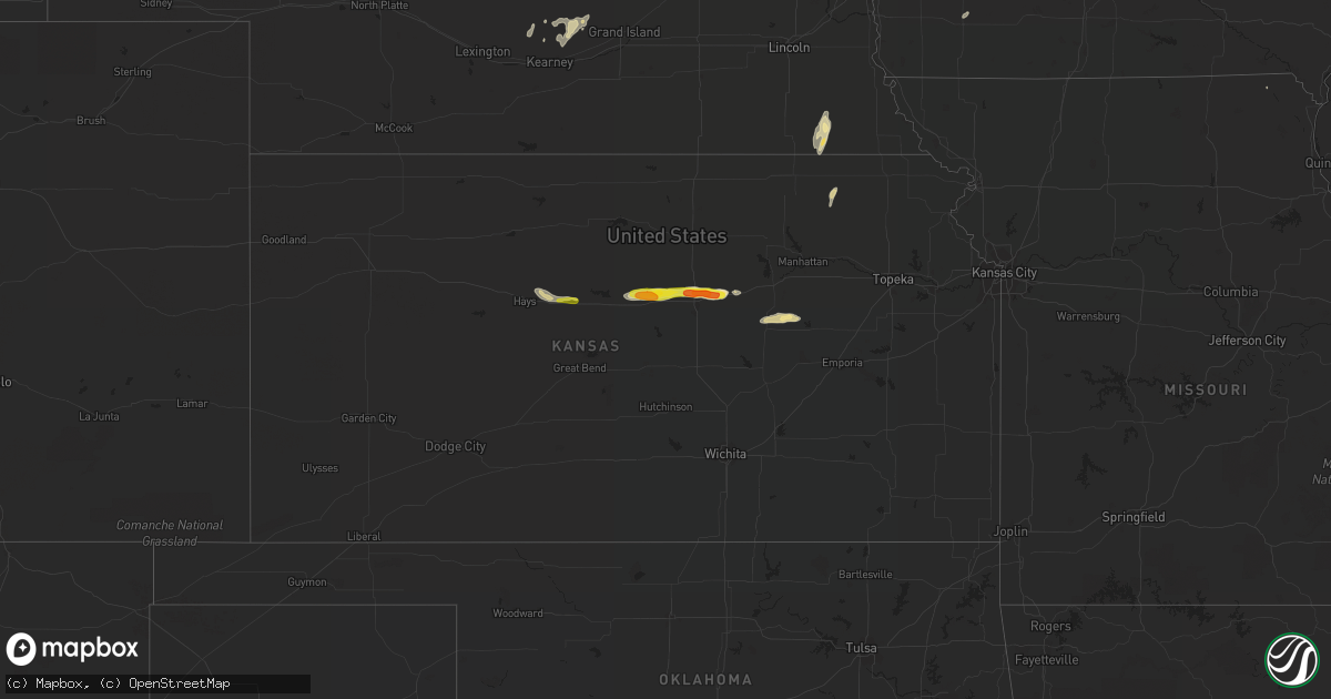 Hail map in Kansas on May 3, 2018