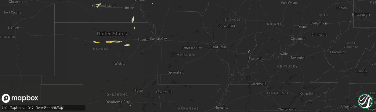 Hail map in Missouri on May 3, 2018