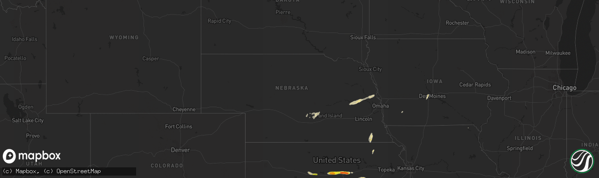 Hail map in Nebraska on May 3, 2018