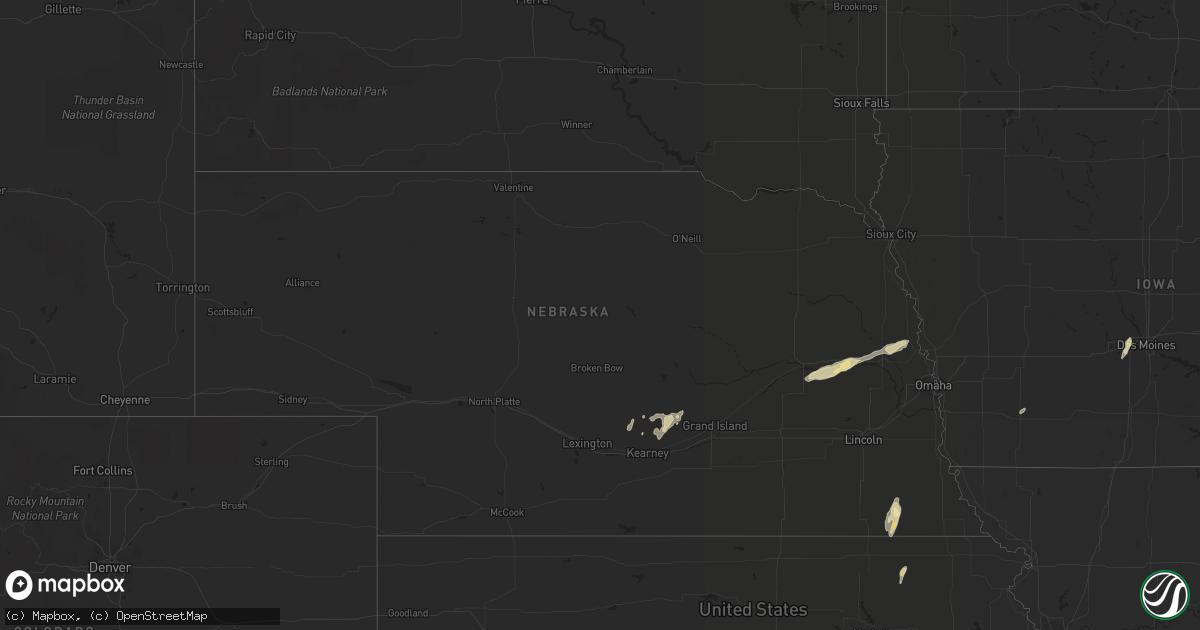 Hail map in Nebraska on May 3, 2018