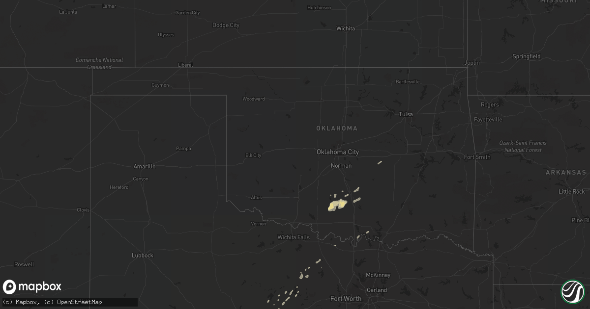Hail map in Oklahoma on May 3, 2018